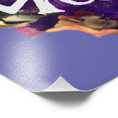 Violette Blumen und Vögel Fotodruck (Ecke)