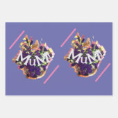 Violette Blumen und Vögel Geschenkpapier Set (Vorderseite)