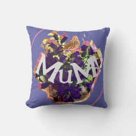 Violette Blumen und Vögel Kissen