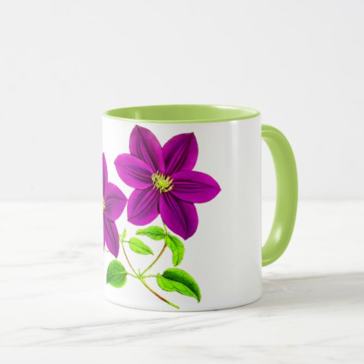 Violette Blumen verbinden zwei farbige Tasse. Tasse (VorderseiteRechts)
