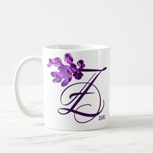 Violette Blumen, Vintag Kaffeetasse (Links)