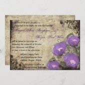 Violette Blumen Vintage Hochzeit Einladung (Vorne/Hinten)