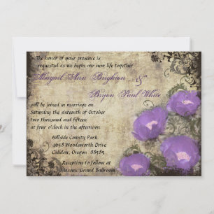 Violette Blumen Vintage Hochzeit Einladung