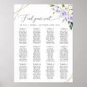 Violette Blumen, weiße Blume, Boho, Sitzplan Poster (Vorne)