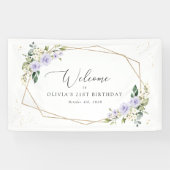 Violette Blumen, weiße Blume, GeburtstagsWillkomme Banner (Horizontal)