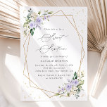 Violette Blumen, weiße Blume, Grünpflanzen, süß 16 Einladung<br><div class="desc">Mit dieser charmanten Geburtstagseinladung laden Sie Freunde und Familie in Stil und Set ein. Das Design umfasst lila-weiße Aquarellfarben-Blume,  Grünpflanzen,  Goldkonfetti und Goldrahmen auf weißem Hintergrund.</div>