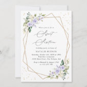 Violette Blumen, weiße Blume, Grünpflanzen, süß 16 Einladung (Vorderseite)