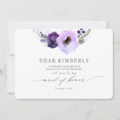 Violette Blumen werden meine Trauzeugin sein Einladung (Vorderseite)