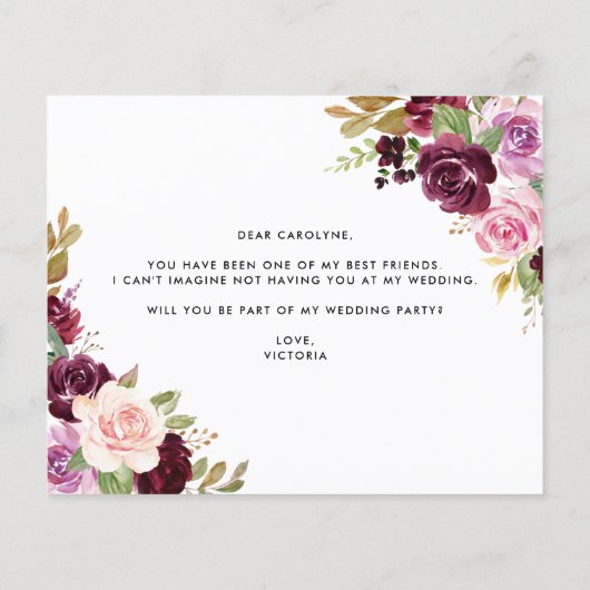 Violette Blumen werden Sie meine Ehrenkarte sein (Rückseite)