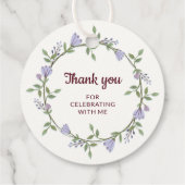 Violette Blumen Wreath Erste Kommune Geschenkanhänger (Rückseite)