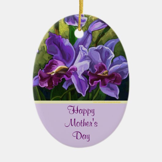 Violette Blumen zum Muttertag Keramikornament (Vorne)