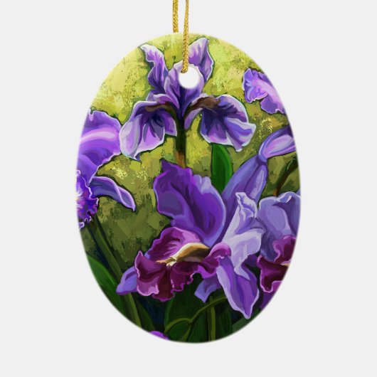 Violette Blumen zum Muttertag Keramikornament (Hinten)