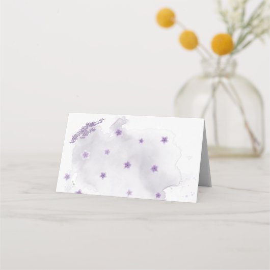 violette Blumengrün Blätter geometrisch Platzkarte (Rückseite)