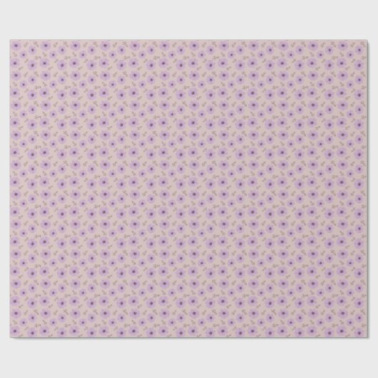 violette Blumenmuster Geschenkpapier (Flach)
