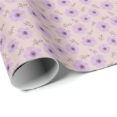 violette Blumenmuster Geschenkpapier (Rolleneckpunkt)