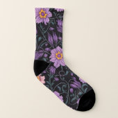 Violette Blumenmuster Vollbedruckte Socken (Rechts - Außen)