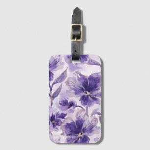 Violette Blüten Aquarell Lila Blumen Gemalt Gepäckanhänger
