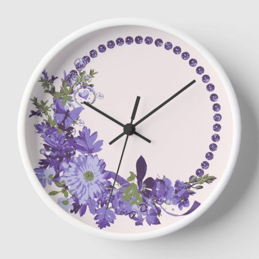 Violette Blüten Uhr (Vorderseite)