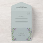 Violette Blütenblüte Eukalyptus Salbei Hochzeit All In One Einladung (Außenbereich)