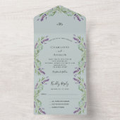 Violette Blütenblüte Eukalyptus Salbei Hochzeit All In One Einladung (Innen Boden)