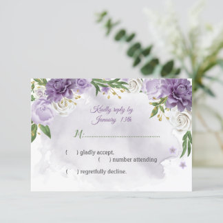 violette Blütenkarte RSVP Karte
