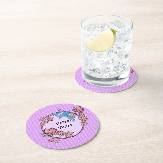 violette Blütenkrone Runder Pappuntersetzer (Vor Ort)