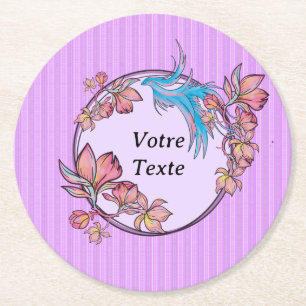 violette Blütenkrone Runder Pappuntersetzer