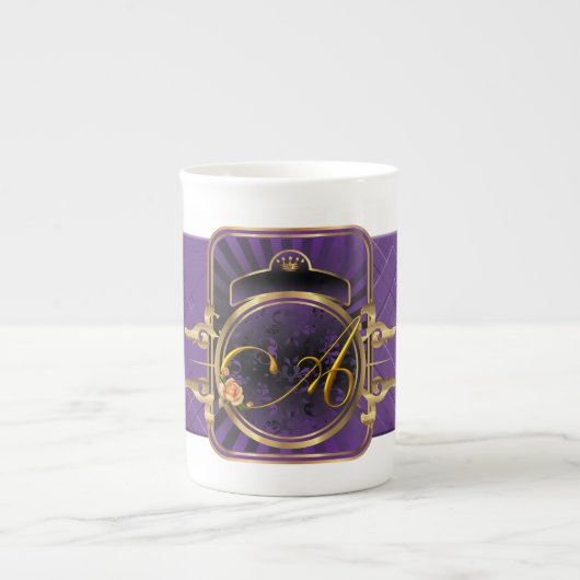 Violette Buchstabe-Monogramm-Knochen-China-Tasse Porzellantasse (Vorderseite)