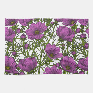 Violette Cosmos-Blumen Geschirrtuch