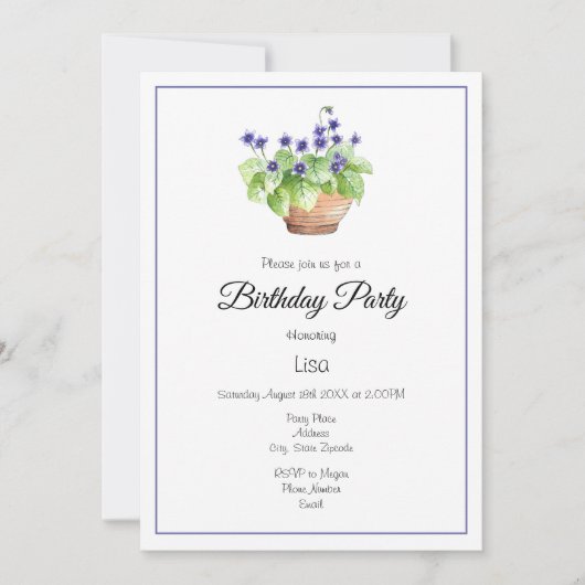 Violette Einladung (Vorderseite)