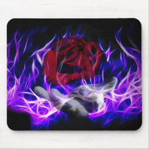 Violette Flammen-Rose und Gotthand Mousepad