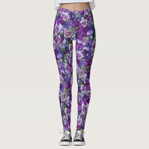 Violette Fliederrose Blumen Garten Leggings