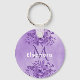 Violette florale Initialen Name vintage Schlüsselanhänger