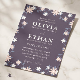 Violette florale minimalistische Wildblumengrafik Einladung