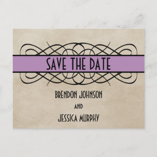 Violette Flourish-Rand Save-the-Date-Postkarte Ankündigungspostkarte