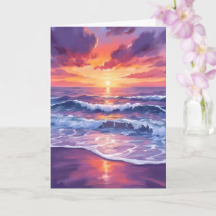 Violette Flut Lila Sonnenuntergang Ozeanwellen G Karte