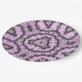 Violette Flutflutete Blume Kaleidoskop-Design Pappteller (Schrägansicht)