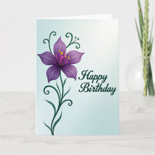 Violette Geburtstagskarte mit Blumenmotiv Karte