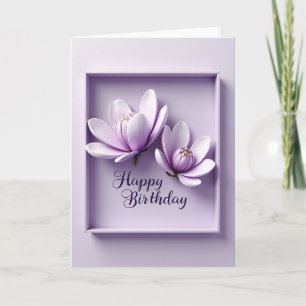 Violette Geburtstagskarte mit Blütenblatt Karte