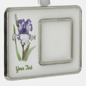 Violette gekrauste Iris Rahmen-Ornament Silber (Rechts)