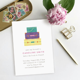 Violette Gelbe Reisegepäck Abschiedsparty-Einladun Einladung