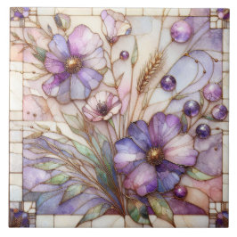 Violette Glasblumen Fliese