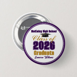 Violette Goldene Abschlussklasse 2026 Andenken Button