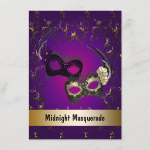 Violette Goldmaskerade-Promenade Einladung