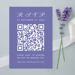 Violette große QR-Code-einfache Kalligrafie-Hochze RSVP Karte
