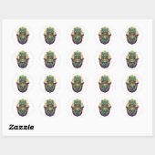 Violette Grüne Goldene Blütenblätter Hamsa Türkis Runder Aufkleber (Blatt)
