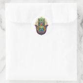 Violette Grüne Goldene Blütenblätter Hamsa Türkis Runder Aufkleber (Tasche)