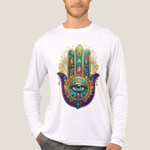 Violette Grüne Goldene Blütenblätter Hamsa Türkis  Tri-Blend Shirt