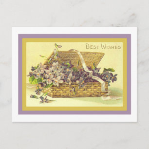 Violette Grüße im Vintage-Blumenstil Postkarte