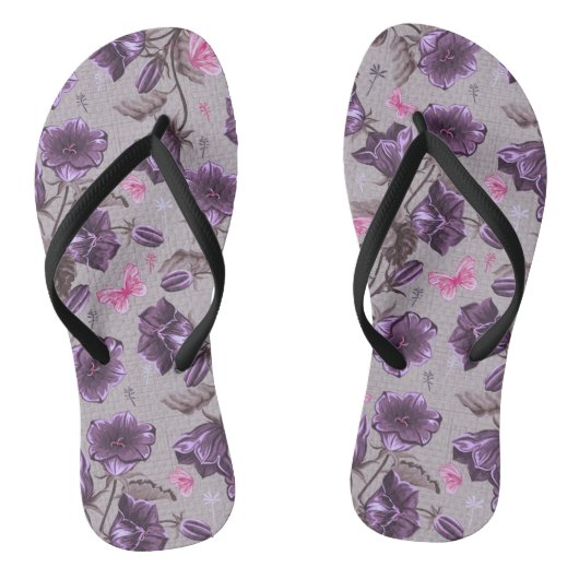 violette Handglocken und rosa Schmetterlingsmuster Badesandalen (Fußbett)